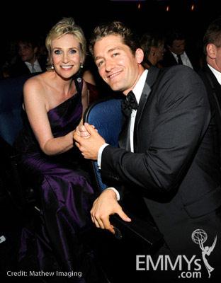 Actors Jane Lynch and Matthew Morrison attend the 62nd Annual Primetime Emmy Awards held at Nokia Theatre 