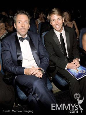 Actors Hugh Laurie and Jack McBrayer attend the 62nd Annual Primetime Emmy Awards held at Nokia Theatre