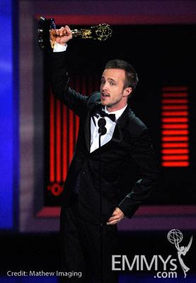 Actor Aaron Paul accepts his award onstage at the 62nd Annual Primetime Emmy Awards held at the Nokia Theatre