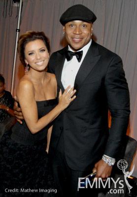 Eva Longoria Parker and LL Cool J  in the Green Room during the 62nd Annual Primetime Emmy Awards held at Nokia Theatre