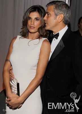 Elisabetta Canalis and George Clooney in the Green Room during the 62nd Annual Primetime Emmy Awards held at Nokia Theatre