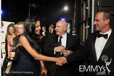 (L-R) Padma Lakshmi, Tom Colicchio and Christopher Meloni at the 62nd Annual Primetime Emmy Awards held at Nokia Theatre
