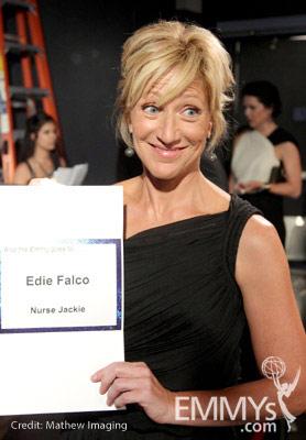 Edie Falco in the Green Room during the 62nd Annual Primetime Emmy Awards held at Nokia Theatre