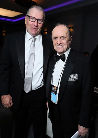 Ed O'Neill and Bob Newhart hang out in the Audi Green Room at the 65th Emmy Awards.