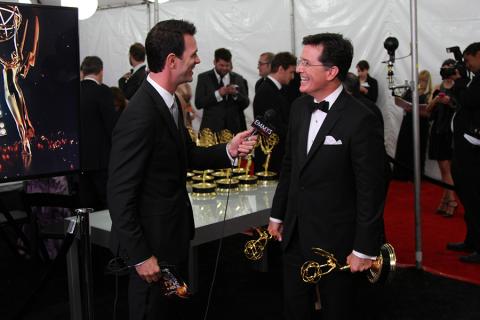Stephen Colbert speaks with Marc Istook at the Backstage Live Social Media Cam.