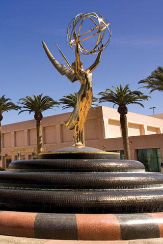 The Emmy Statue and Fountain in Academy Plaza