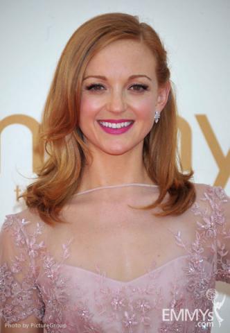 Jayma Mays arrives at the Academy of Television Arts & Sciences 63rd Primetime Emmy Awards at Nokia Theatre L.A. Live 
