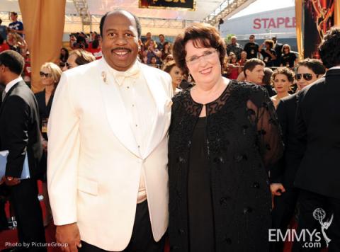 Leslie David Baker (L) and Phyllis Smith arrive at the Academy of Television Arts & Sciences 63rd Primetime Emmy Awards 