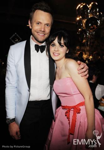 Joel McHale (L) and Zooey Deschanel attend the Governors Ball 