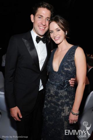 John Krasinski (L) and Emily Blunt at the Governors Ball during the Academy of Television Arts & Sciences 63rd Primetime Emmys