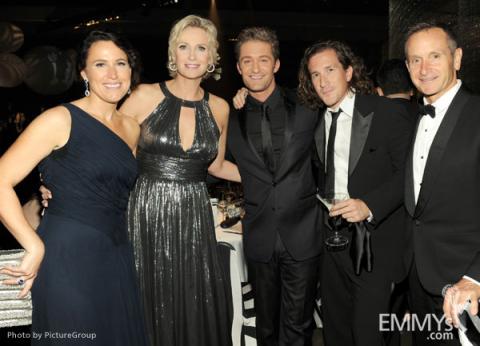 (L-R) Lara Embry, Jane Lynch, Matthew Morrison and "Glee" Executive Producers Ian Brennan and Dante Di Loreto 