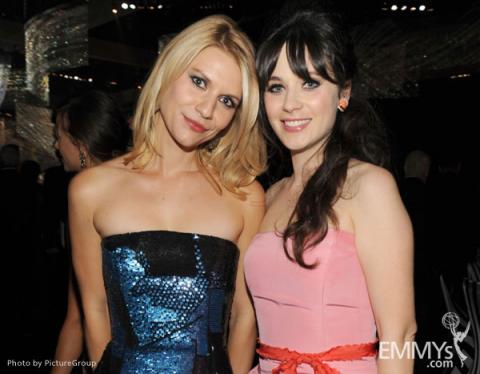 Claire Danes (L) and Zooey Deschanel attend the Governors Ball 