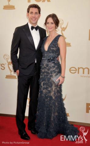 John Krasinski and Emily Blunt arrive at the Academy of Television Arts & Sciences 63rd Primetime Emmy Awards
