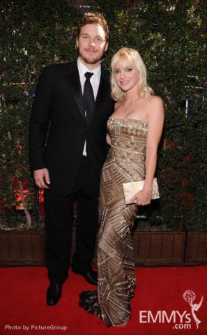 (L-R) Chris Pratt and Anna Faris arrive at the Academy of Television Arts & Sciences 63rd Primetime Emmy Awards