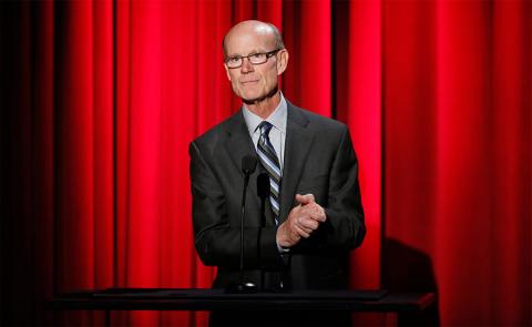 Television Academy Foundation Board Member Jerry Petry speaks onstage at the 35th College Television Awards