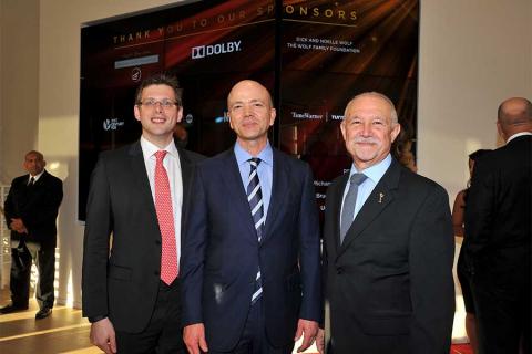 John Couling and Kevin Yeaman of Dolby with Television Academy governor Steve Venezia at the Television Academy’s 70th Anniversary Gala and Opening Celebration for its new Saban Media Center on June 2, 2016