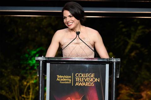 Lana Parilla speaks at the 37th College Television Awards at the Skirball Cultural Center on Wednesday, May 25, 2016, in Los Angeles.