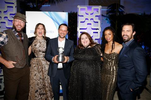Chris Sullivan, Mandy Moore, Dan Fogelman, Chrissy Metz, Susan Kelechi Watson, and Milo Ventimiglia at the 2017 Television Academy Honors at the Montage Hotel on Thursday, June 8, 2017, in Beverly Hills, California. 