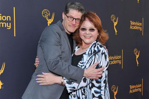 Bob Bergen and Television Academy governor Patrika Darbo at WORDS + MUSIC, presented Thursday, June 29, 2017 at the Television Academy's Wolf Theatre at the Saban Media Center in North Hollywood, California.