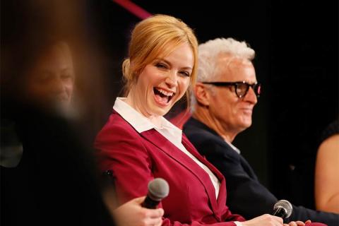 Christina Hendricks and John Slattery onstage at "A Farewell to Mad Men," May 17, 2015 at the Montalbán Theater in Hollywood, California.