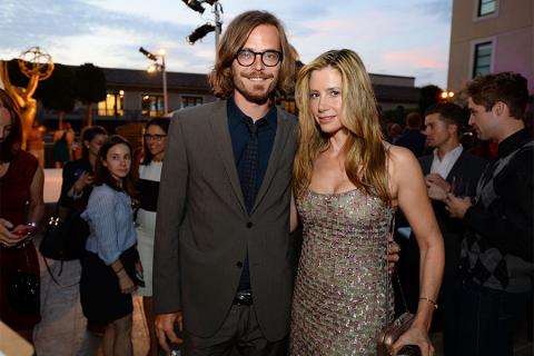 Christopher Backus and Mira Sorvino at the Performers Peer Group nominee reception.