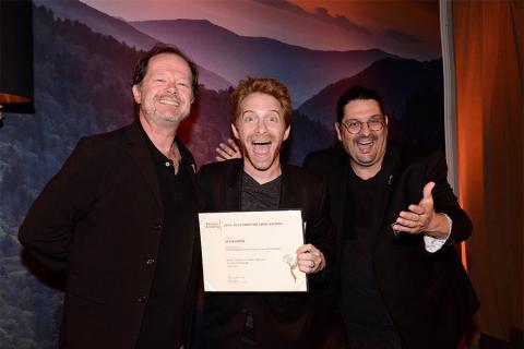 Chuck Sheetz, actor Seth Green, and Russell Calabrese at the Animation and Children's Programming Nominee Reception in North Hollywood, California.