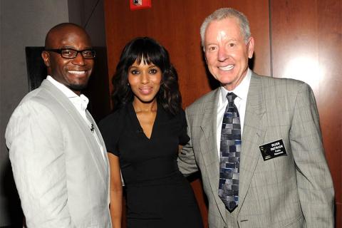 Taye Diggs, Kerry Washington, and Television Academy governor Russ Patrick at An Evening with Shonda Rhimes and Friends. 