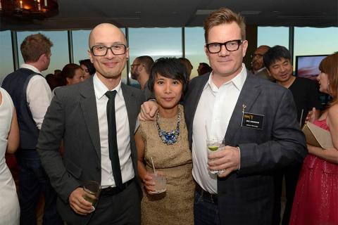 Chris Do, Anna DeLeon and Eric Anderson at the Motion and Title Design Nominee Reception in West Hollywood, California.
