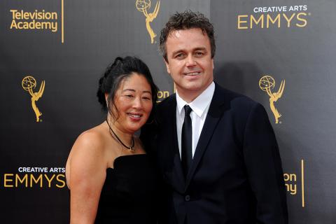 Debbie Dao and Sean Callery on the red carpet at the 2016 Creative Arts Emmys. 