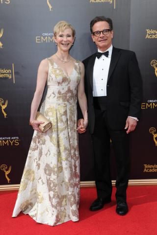 Tracy Shayne and Peter Scolari on the red carpet at the 2016 Creative Arts Emmys.