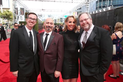 Matt Senreich, Mike Fasolo, Deirdre Devlin and Tom Root on the red carpet at the 2016 Creative Arts Emmys.