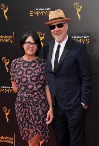 Julia Savage and Adam Savage on the red carpet at the 2016 Creative Arts Emmys.