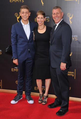 Greg Lipstone and guests on the red carpet at the 2016 Creative Arts Emmys. 