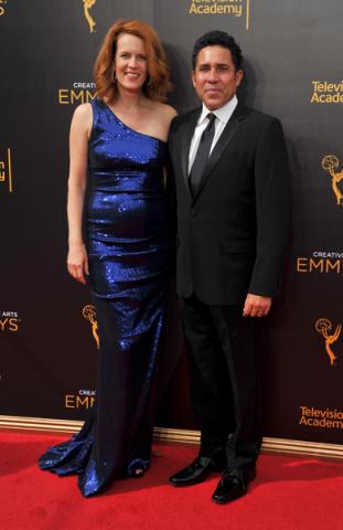 Ursula Whittaker and Oscar Nunez on the red carpet at the 2016 Creative Arts Emmys.