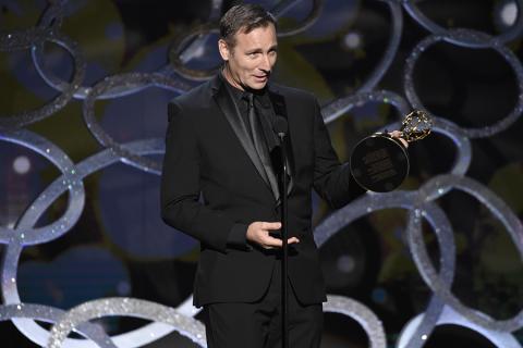 Chris Tsirgiotis accepts his award at the 2016 Creative Arts Emmys.