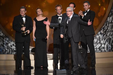 The producers from Dancing with the Stars accepts their award at the 2016 Creative Arts Emmys.
