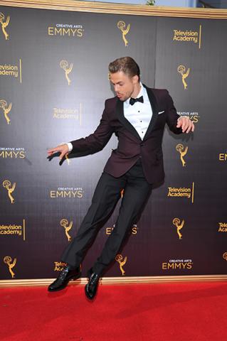 Derek Hough on the red carpet at the 2016 Creative Arts Emmys.