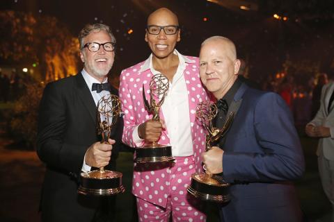 Ned Martel, from left, RuPaul Charles, and Ryan Murphy at the 2016 Creative Arts Ball.