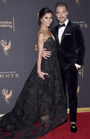 Hayley Erbert and Derek Hough on the red carpet at the 2017 Creative Arts Emmys.