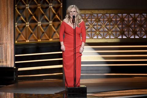 Nancy Cartwright on stage at the 2017 Creative Arts Emmys.