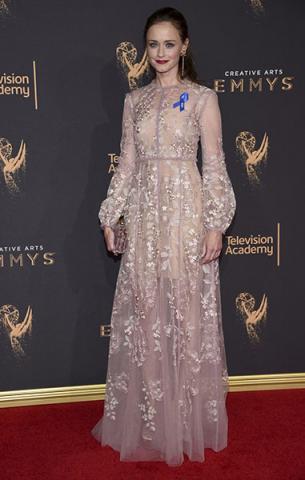 Alexis Bledel on the red carpet at the 2017 Creative Arts Emmys.