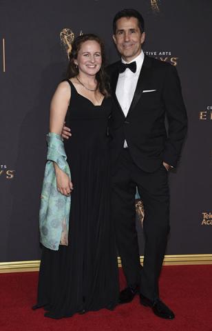 Cat Quayle and Mac Quayle on the red carpet at the 2017 Creative Arts Emmys. 