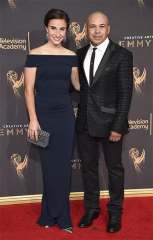 Katherine Cronyn and Eddie Perez on the red carpet at the 2017 Creative Arts Emmys.
