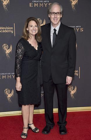 Jeff Beal and Joan Beal on the red carpet at the 2017 Creative Arts Emmys. 