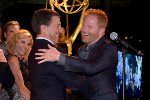 Bruce Rosenblum (l) and Jesse Tyler Ferguson (r) of Modern Family attend the Performers nominee reception.