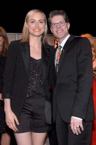 Taylor Schilling (l) of Orange Is the New Black and Bob Bergen (r) attend the Performers nominee reception.