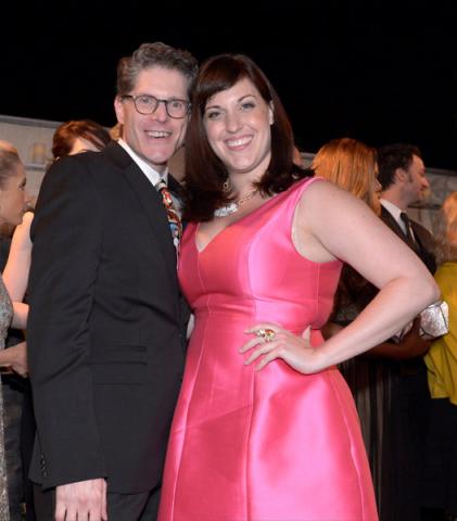 Bob Bergen (l) and Allison Tolman (r) of Fargo attend the Performers nominee reception.