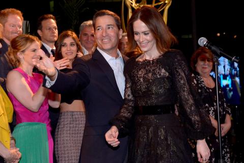Bruce Rosenblum (l) and Sarah Paulson (r) of American Horror Story: Coven attend the Performers nominee reception.