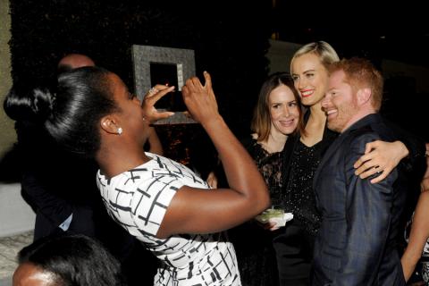 (From left) Uzo Aduba, Sarah Paulson, Taylor Schilling and Jesse Tyler Ferguson attend the Performers nominee reception.