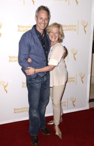 Michel Gill, left, and Jayne Atkinson arrive at the Producers Nominee Reception.